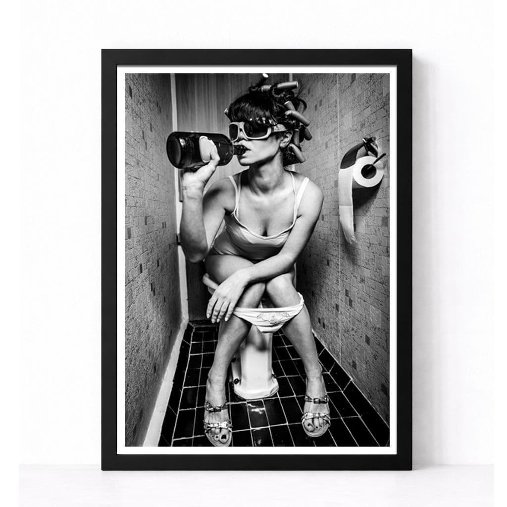Bathroom Print | Girl Drinking on Toilet!