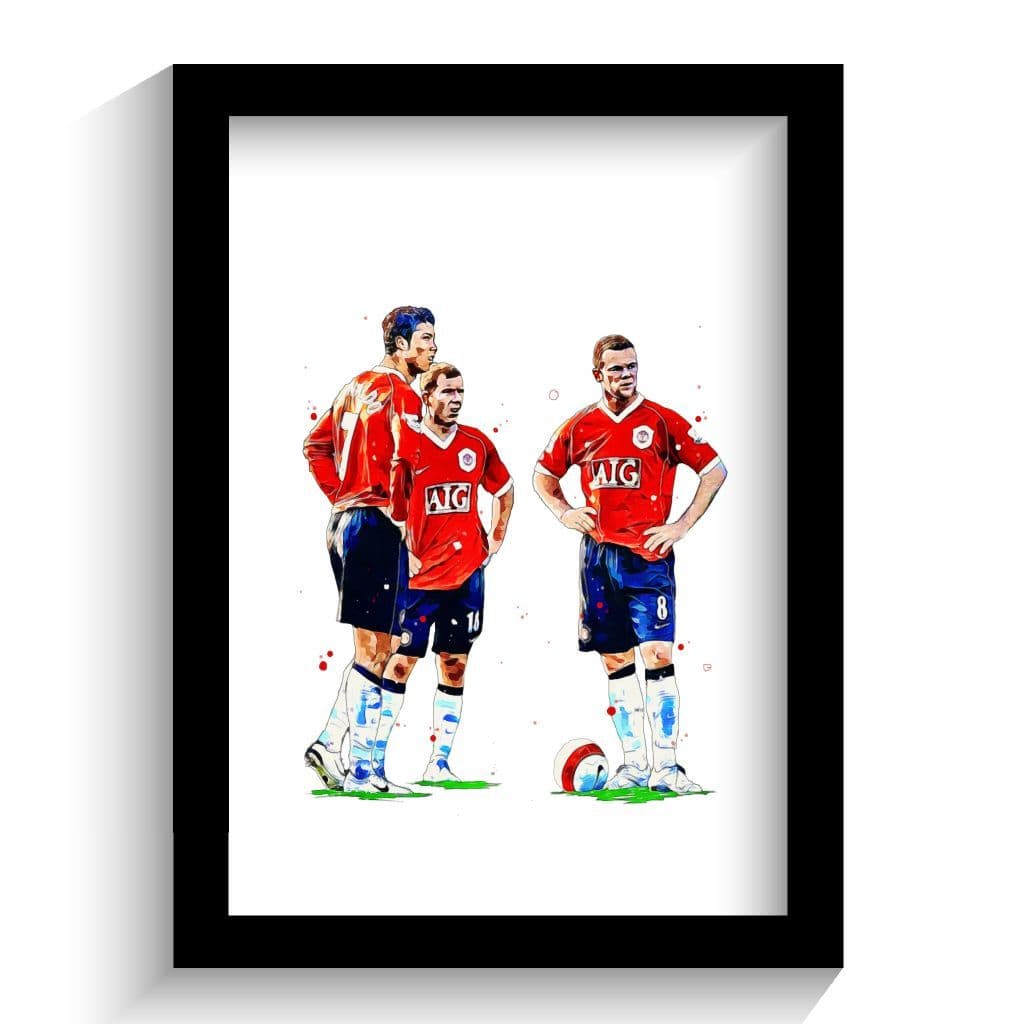 Manchester United | Paul Scholes | Ronaldo | Wayne Rooney Art Print - Image 2