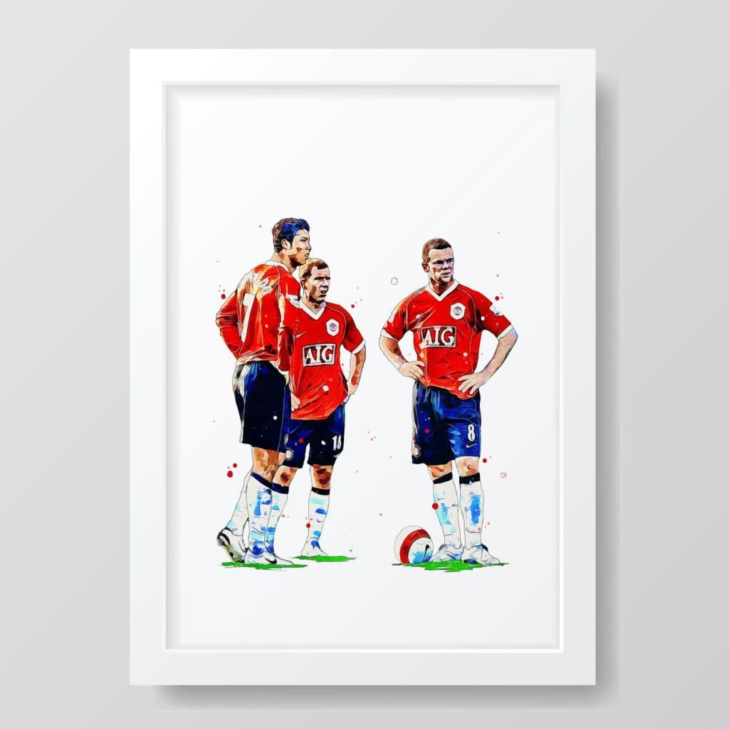 Manchester United | Paul Scholes | Ronaldo | Wayne Rooney Art Print - Image 3