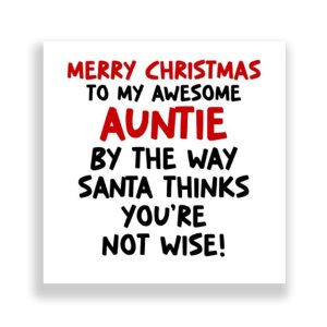 Funny Auntie Christmas Card | Santa Thinks You're Not Wise!