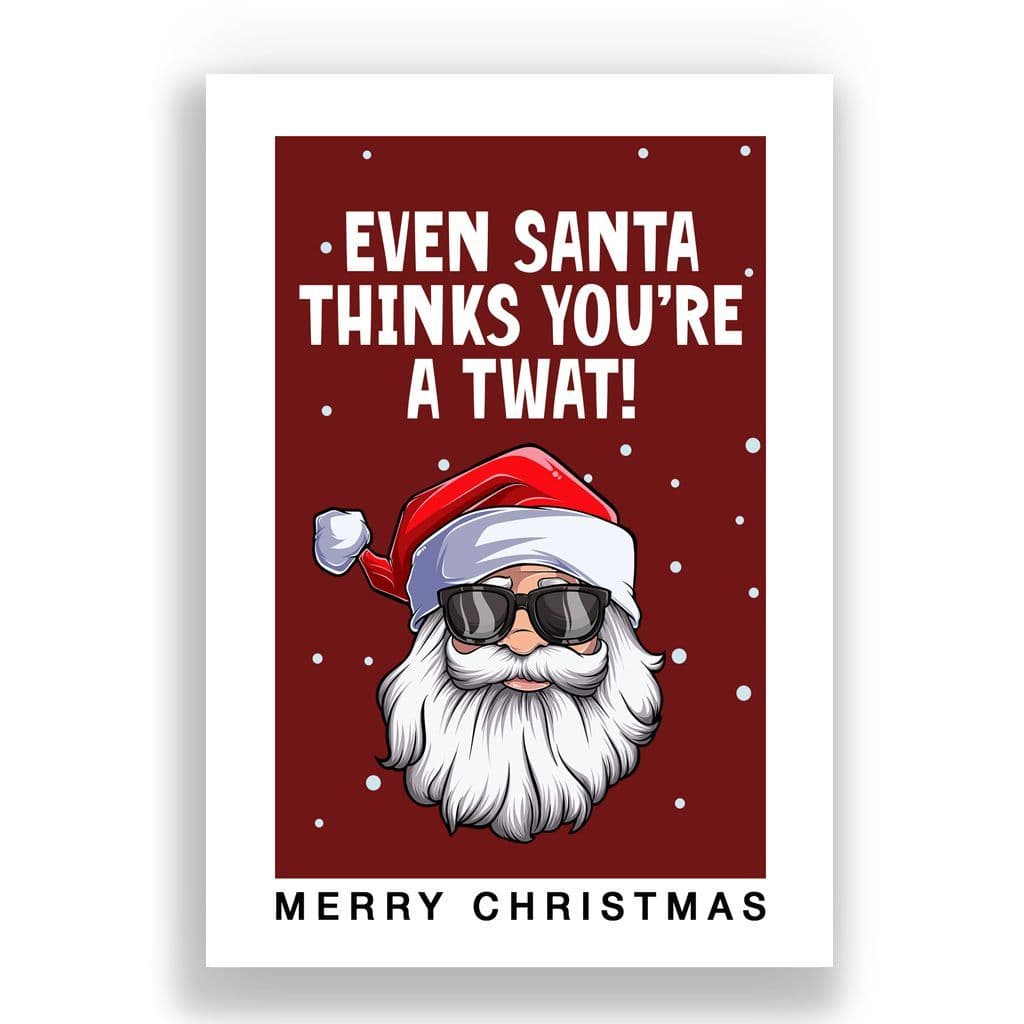 Funny Christmas Card | Even Santa thinks your a Twat!