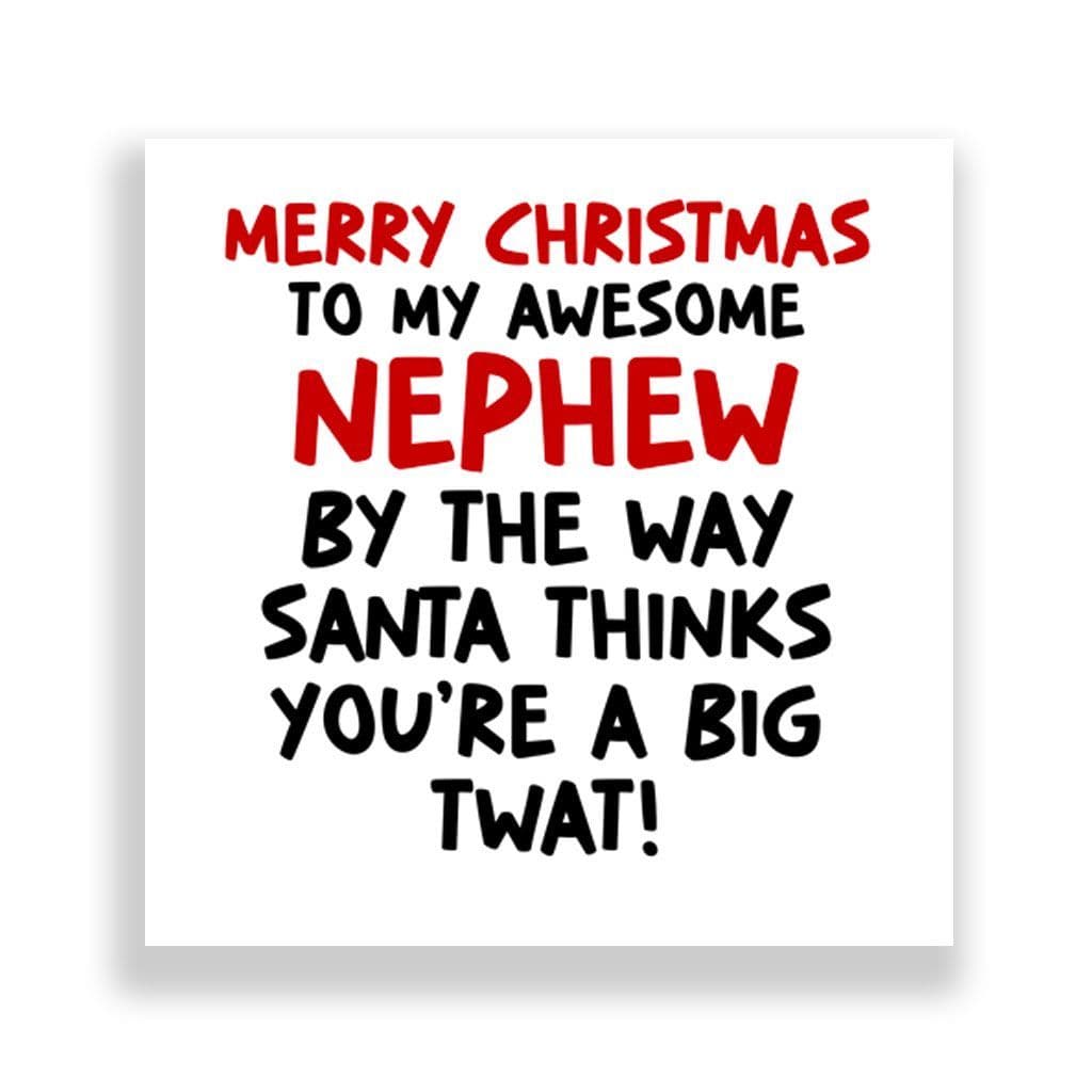 Funny Nephew Christmas Card | Santa Thinks You're A Big Twat!