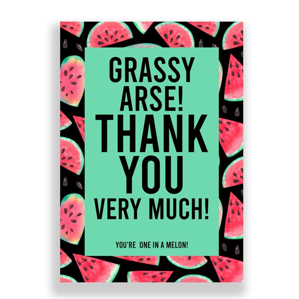 Funny Thank You Card | Grassy Arse, Thank You Very Much